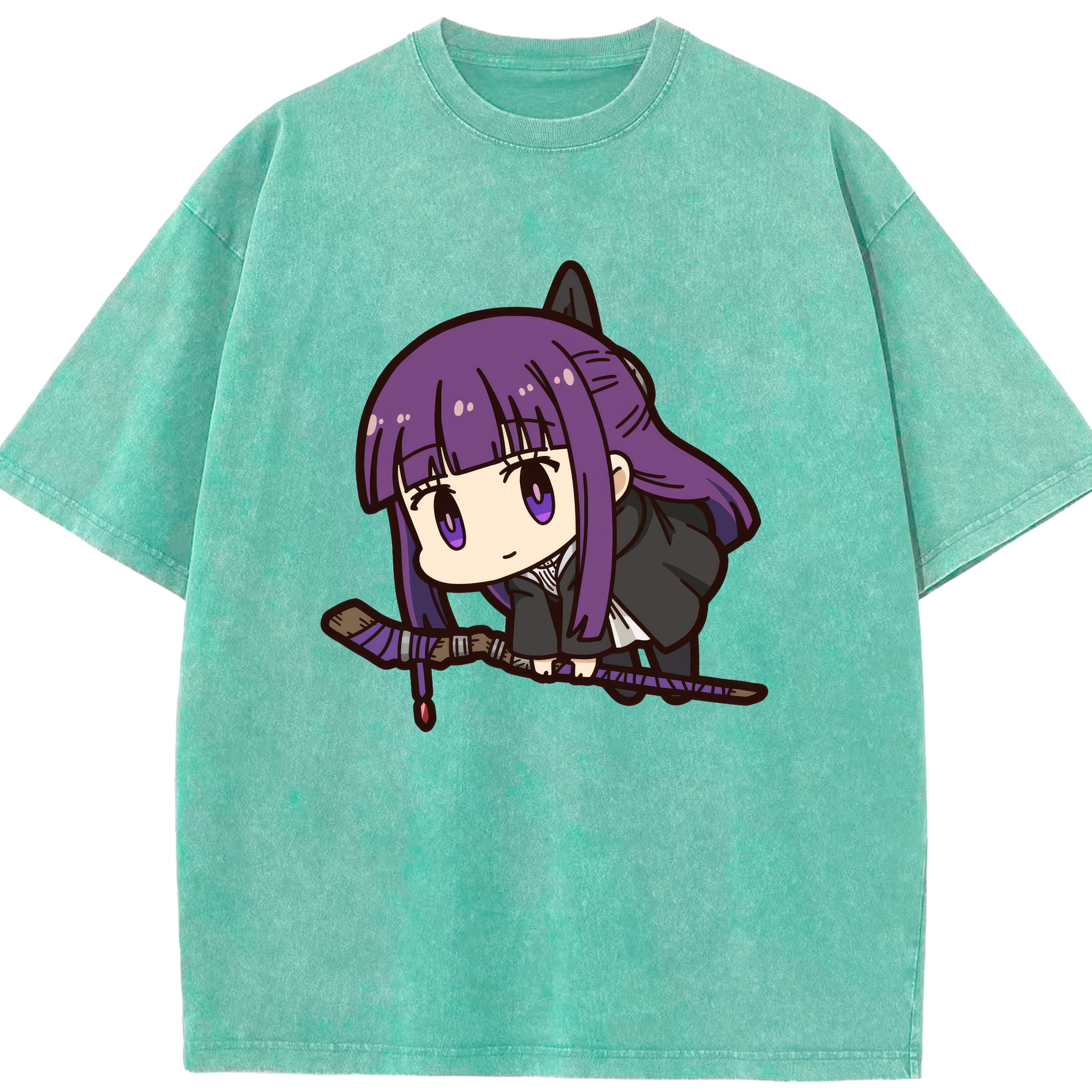 （画像用） 葬送のフリーレン Frieren 綿100% ヴィンテージ風 半袖Tシャツ（フロントプリント）